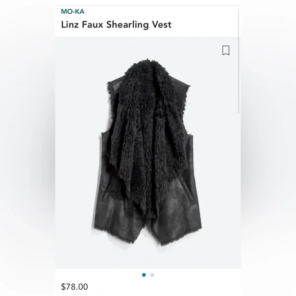 Mo-Ka Linz Faux Shearling Vest Black Women’s Size Medium - Picture 7 of 8